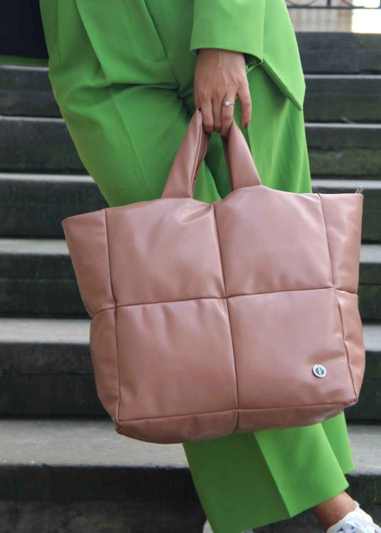 Bolso tote bag acolchado durazno Ellora