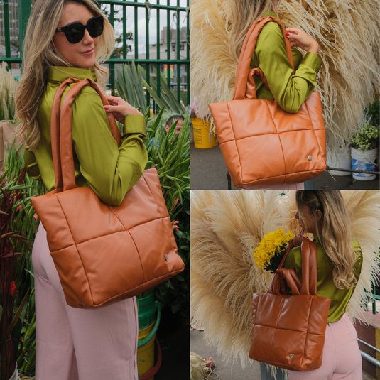 Bolso grande acolchado camel
