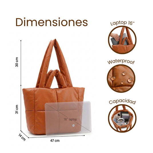 Bolso grande acolchado camel