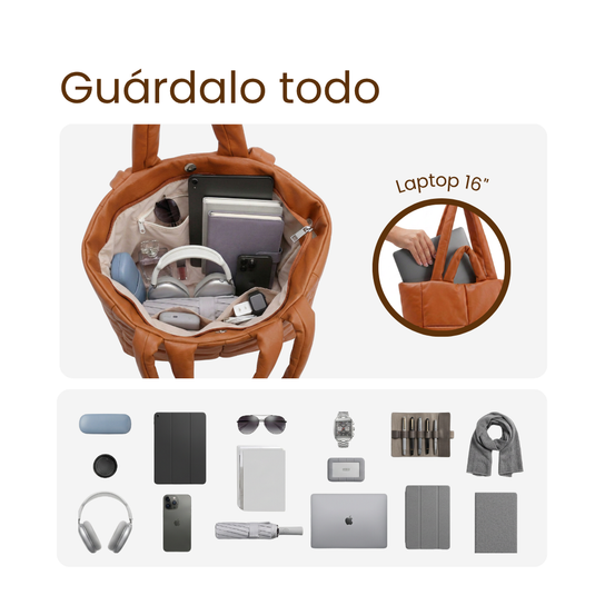 Bolso grande acolchado camel