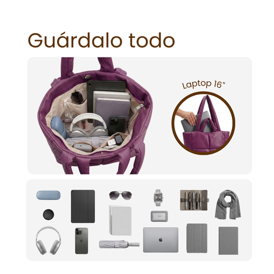 Bolso grande acolchado burgundy