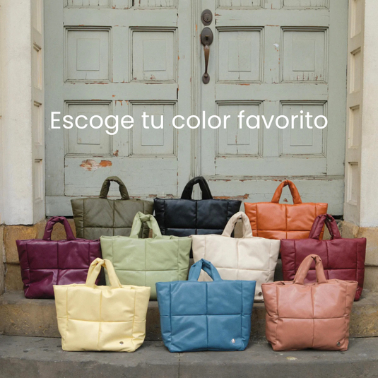 Bolso grande acolchado vainilla