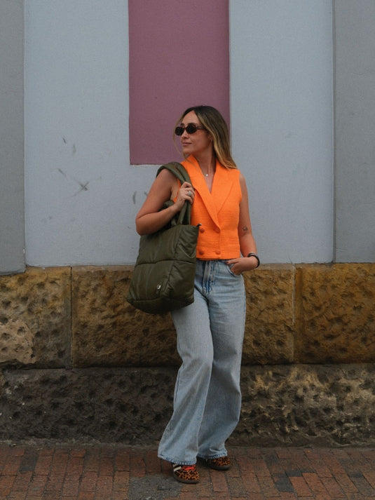 Bolso grande acolchado oliva