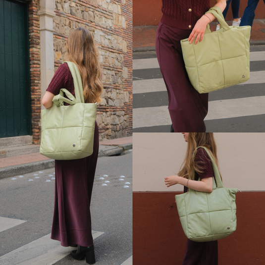 Bolso grande acolchado pistacho
