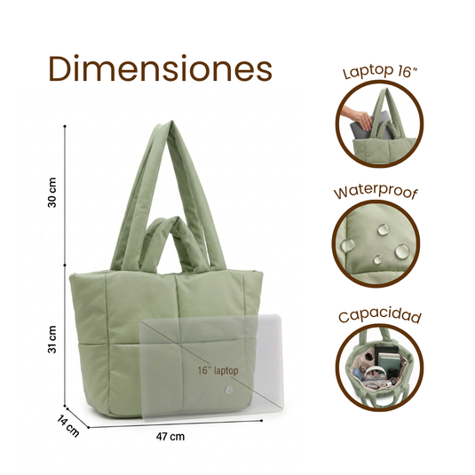 Bolso grande acolchado pistacho