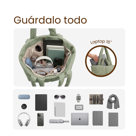 Bolso grande acolchado pistacho