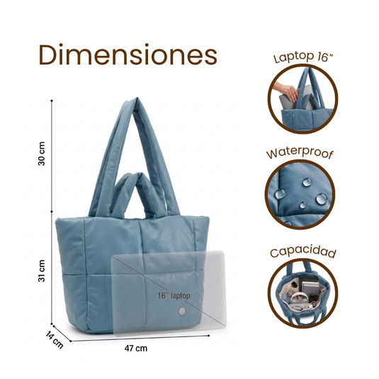 Bolso grande acolchado azul