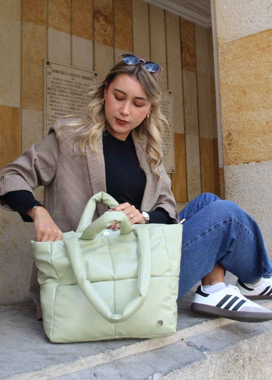 Bolso tote bag acolchado pistacho Ellora