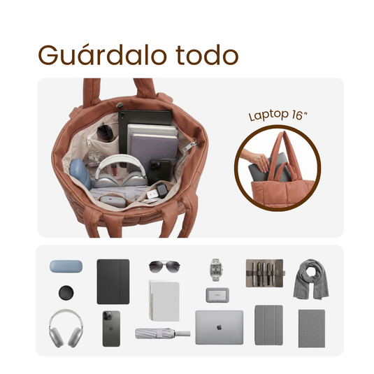 Bolso grande acolchado durazno