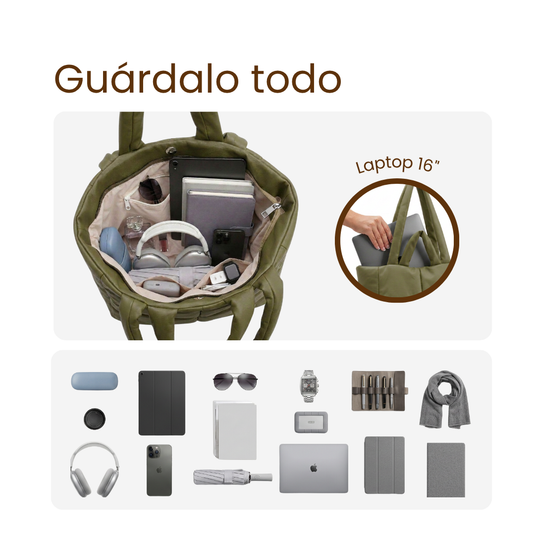 Bolso grande acolchado oliva