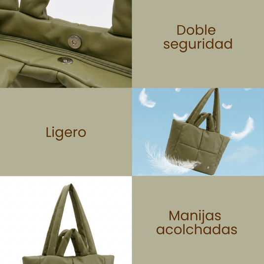 Bolso grande acolchado oliva