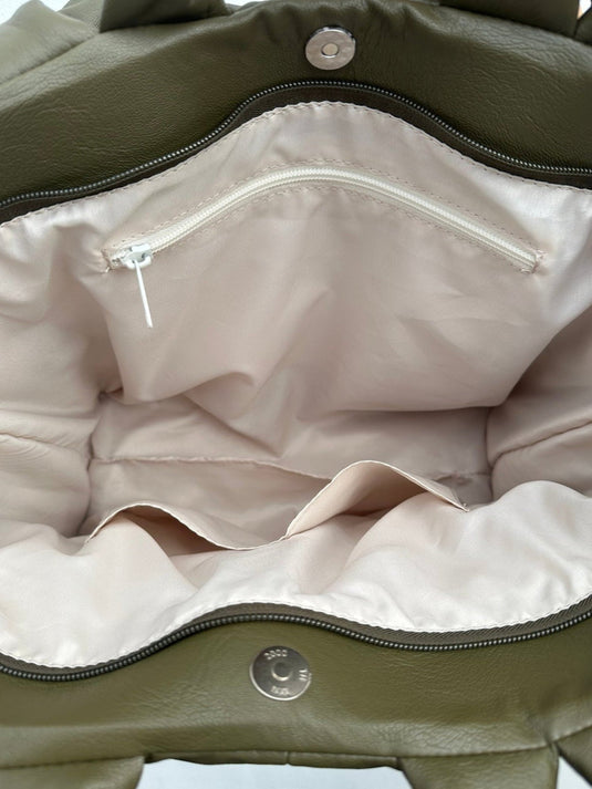 Bolso tote bag acolchado oliva Ellora