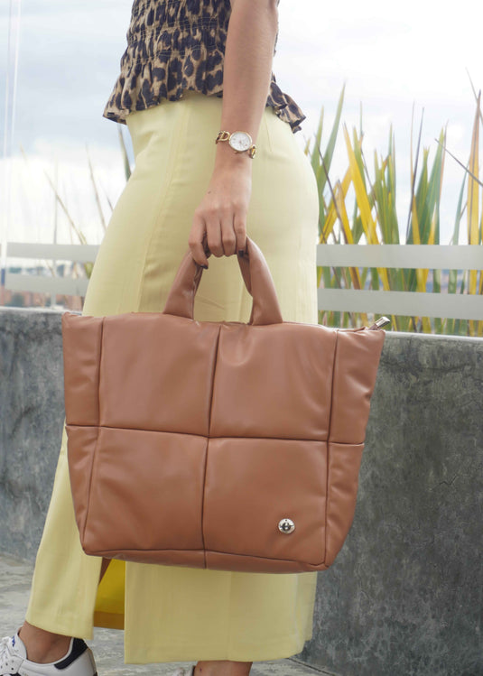 Bolso tote bag acolchado durazno Ellora
