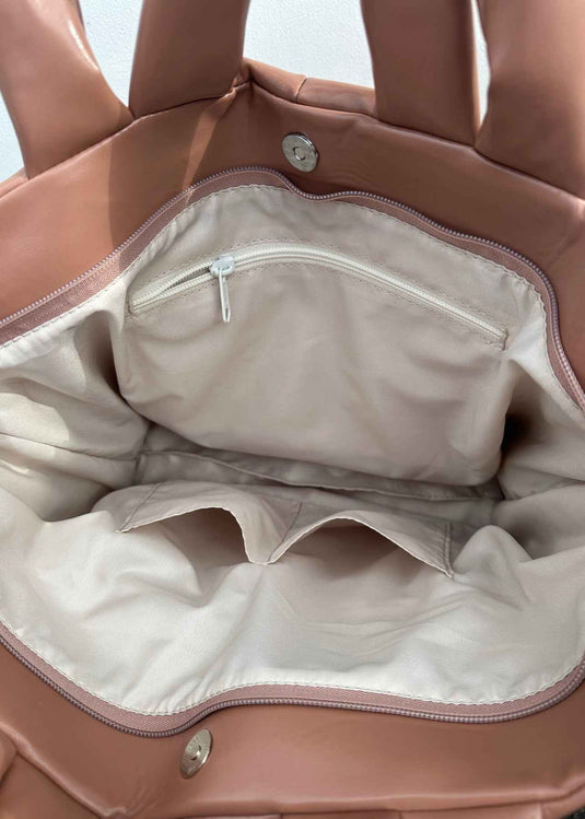 Bolso tote bag acolchado durazno Ellora
