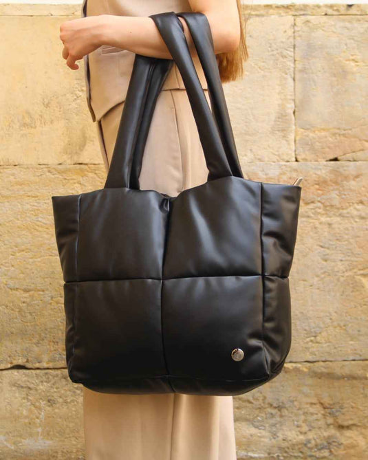 Bolso tote bag acolchado negro Ellora
