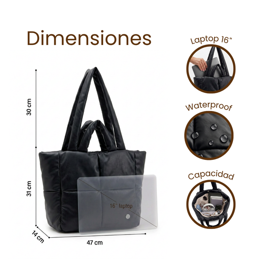 Bolso grande acolchado negro