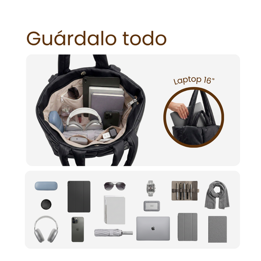 Bolso grande acolchado negro