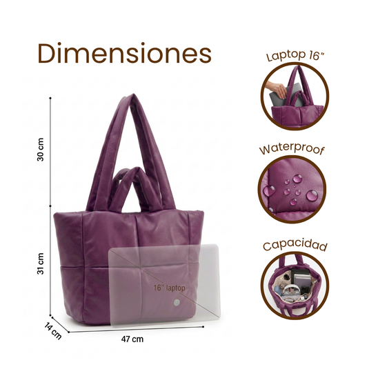 Bolso grande acolchado burgundy