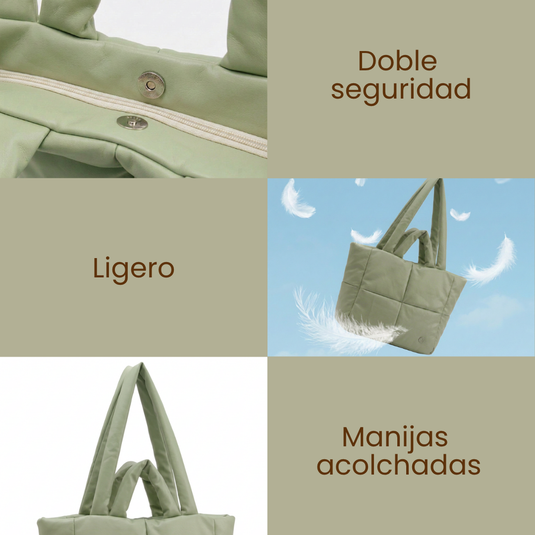 Bolso grande acolchado pistacho