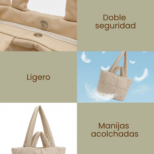 Bolso grande acolchado vainilla