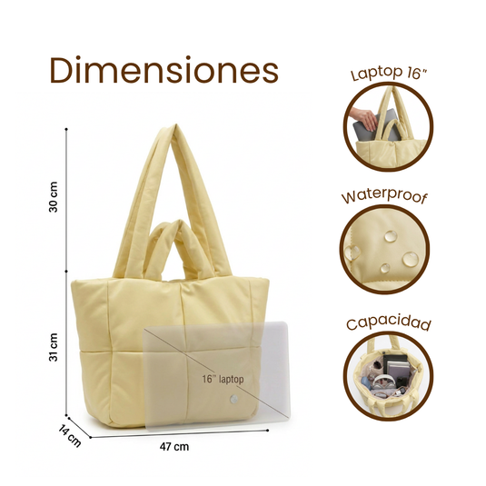 Bolso grande acolchado mantequilla