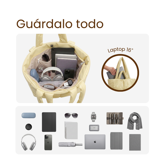Bolso grande acolchado mantequilla