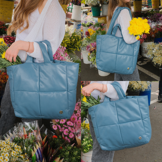 Bolso grande acolchado azul