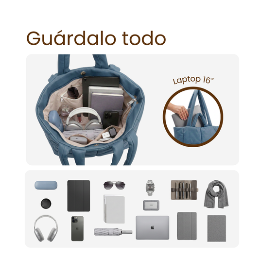 Bolso grande acolchado azul