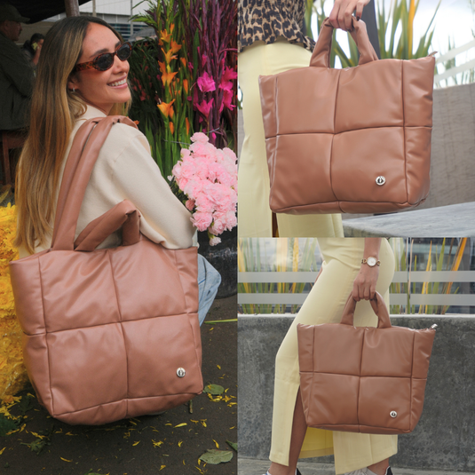 Bolso grande acolchado durazno