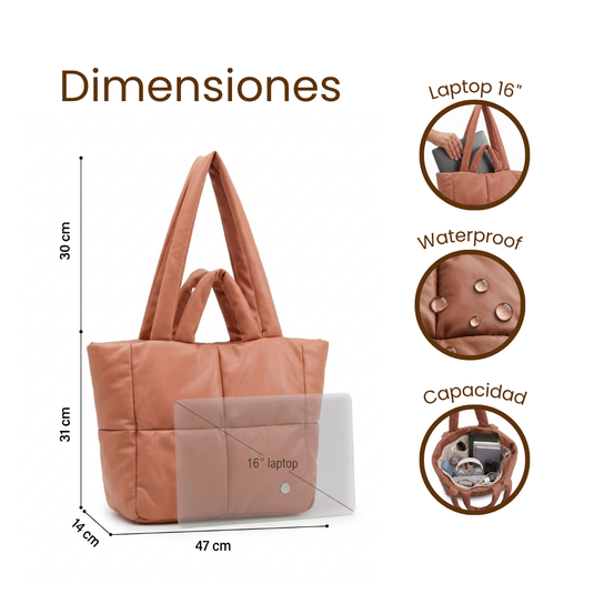 Bolso grande acolchado durazno