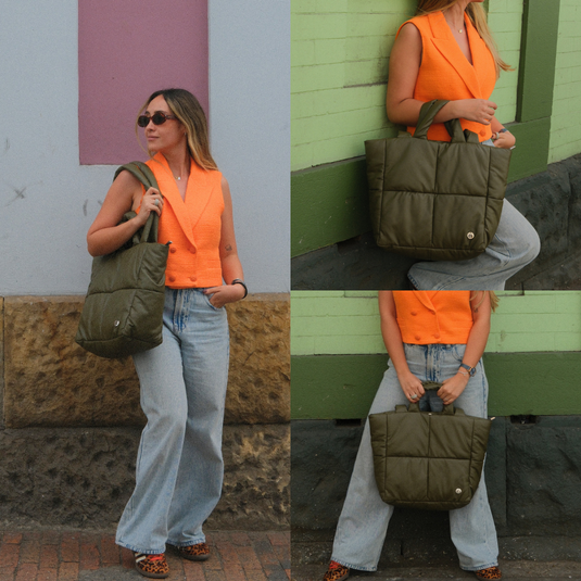 Bolso grande acolchado oliva