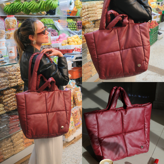 Bolso grande acolchado cherry