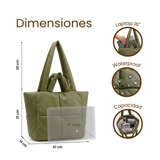 Bolso grande acolchado oliva